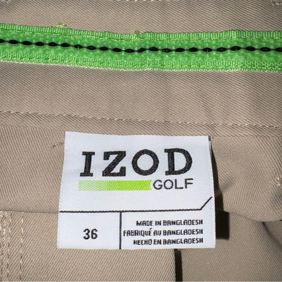 Izod Golf Tan Flat Front Shorts with Silicone Waist - Picture 2 of 6